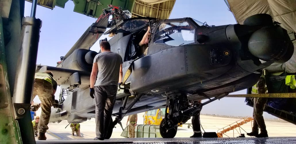 Helicopter prepared for air cargo operations
