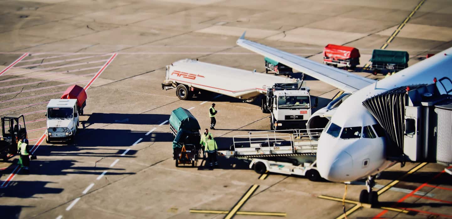 Airport apron operations for group charter service